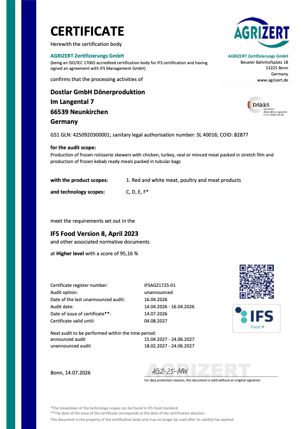 IFS Food Certificate 2026 (English)