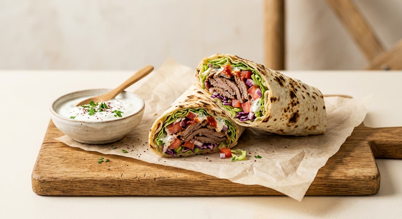 Döner-Wrap mit Joghurtsauce